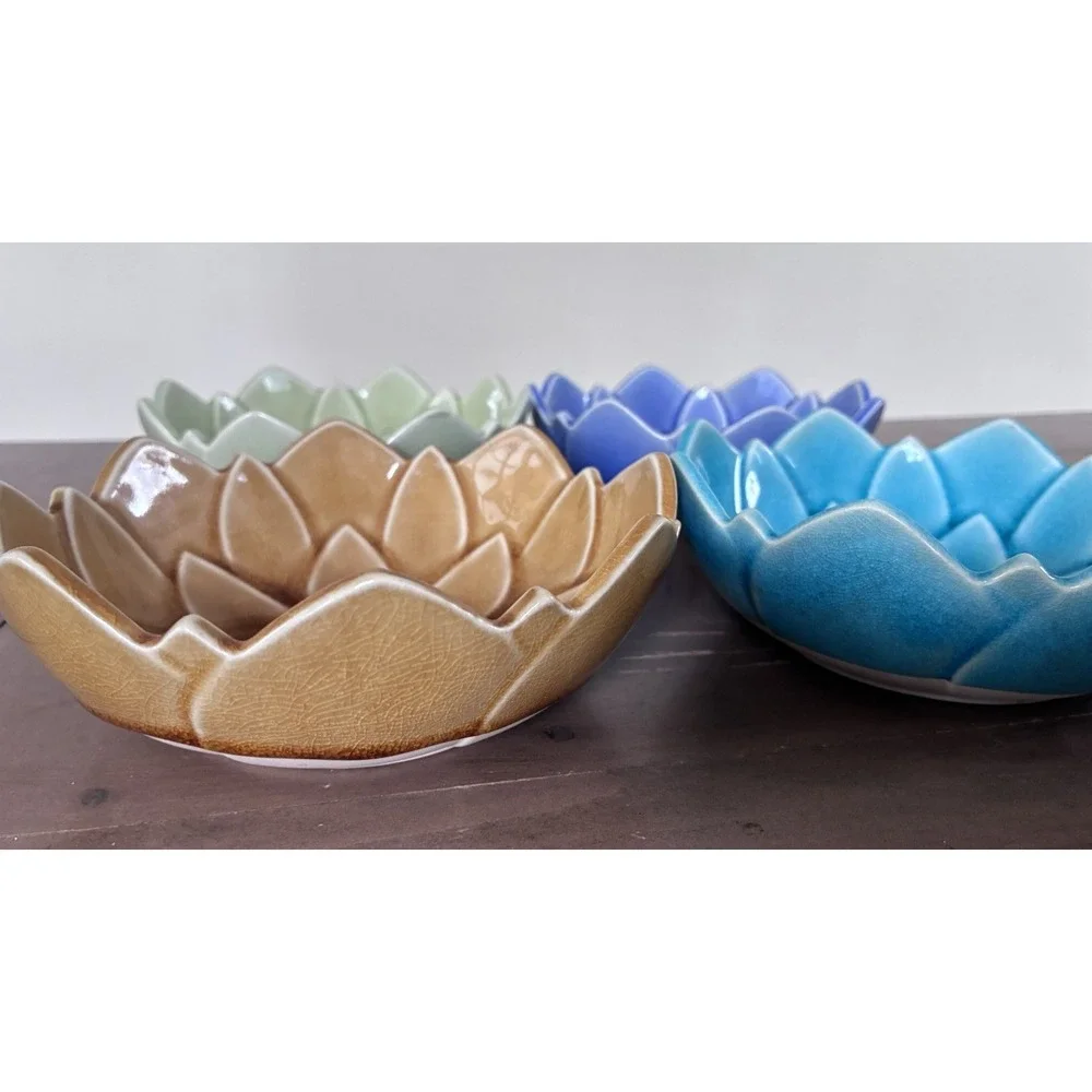 Vintage Set of Lotus Flower Bowls Made in Japan (4)